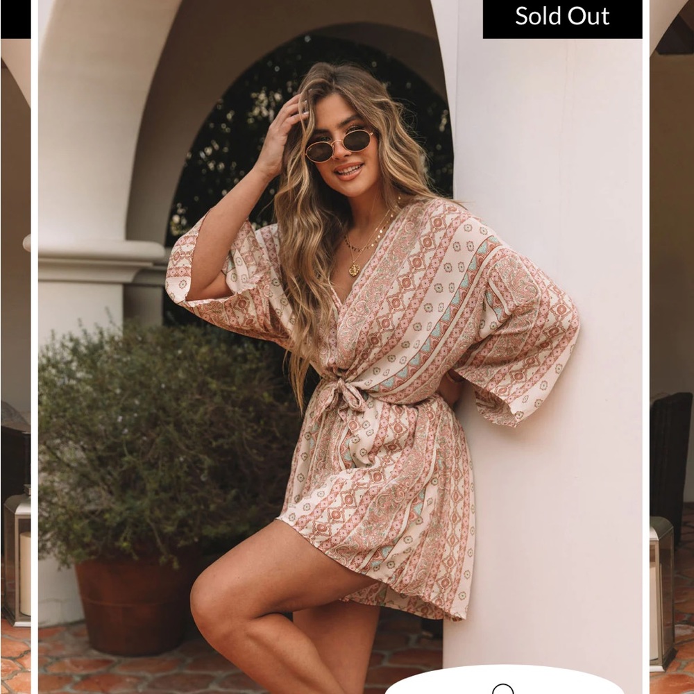 VICI Free My Soul Printed Pocketed Tie Front Romper